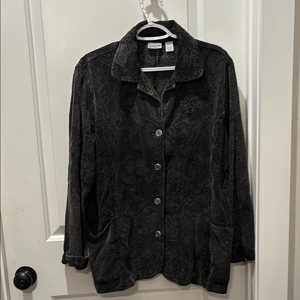 Chico's Black Blazer Textured Knit Suit Jacket